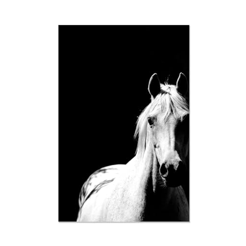 Peintures en noir et blanc d'œuvres d'art de chevaux sur toile 70x105