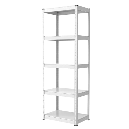 Umimileラック スチールラック 幅60cm 5段 耐荷重120kg/段 メタルラック (幅60×奥行40×高さ171cm, ホワイト)のサムネイル