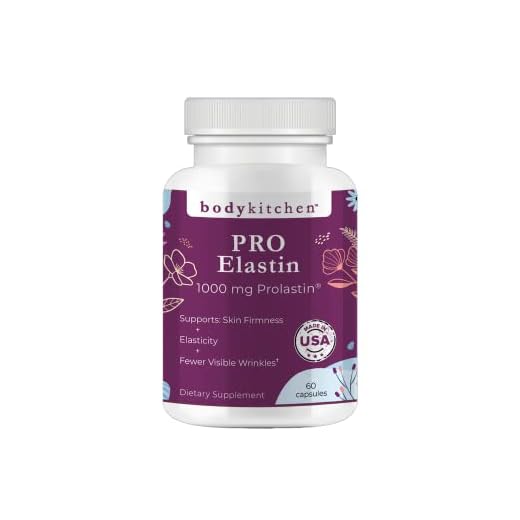 Body Kitchen Pro-Elastin, 1000 mg Elastin Supplement to Help Reduce Signs of Aging, Improved Skin Health, Firmness & Elasticity, Fewer Wrinkles, Veggie Caps, 60 Count