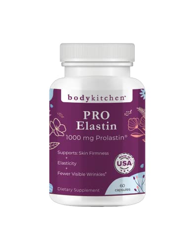 Body Kitchen Pro Elastin Peptides 1000mg Pure Marine-Derived from France Elastin Supplements for Skin Firmness Elasticity & Healthy Aging Made in USA 60 Capsules (Pack of 1)