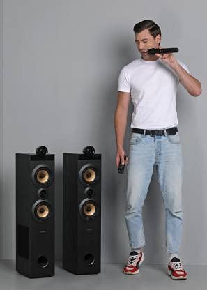 Image of F&D T70X 2.1 Twin Tower Speakers (Black) | Wireless Bluetooth Speaker | 160W Bass Boosted Output Power /Wireless Mic /LED Display | BT 5.0 /FM /USB /AUX | Speaker for TV, Laptop & Mobile