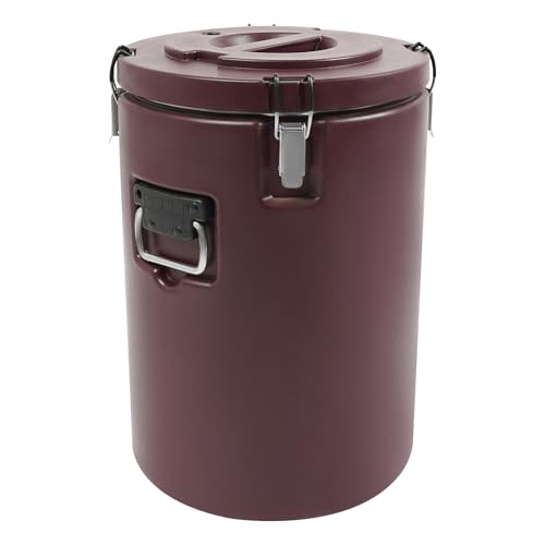 Insulated Soup Carrier, 40L/10.57gal Stainless Steel Commercial Insulation Bucket, Portable Insulated Soup with Handles, Large Insulation Barrel for Hot & Cold Water Juice Tea (Brown)