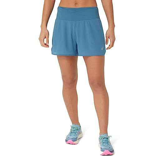 ASICS Women's Ventilate 2-N-1 3.5IN Short Running Apparel, M, Gloomy SEA/GRIS Blue