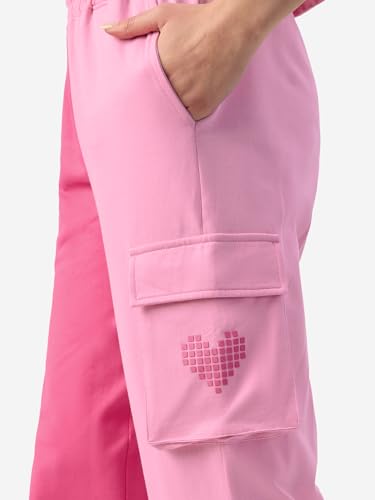 Image of The Souled Store in A Heart Beat Women and Girls Pink Graphic Printed Regular Fit Joggers