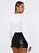 Trendy Queen Womens Long Sleeve T Shirts Fall Fashion 2025 Basic Sweatshirts Crop Tops Going Out Work Outfits Y2k Clothes White XS