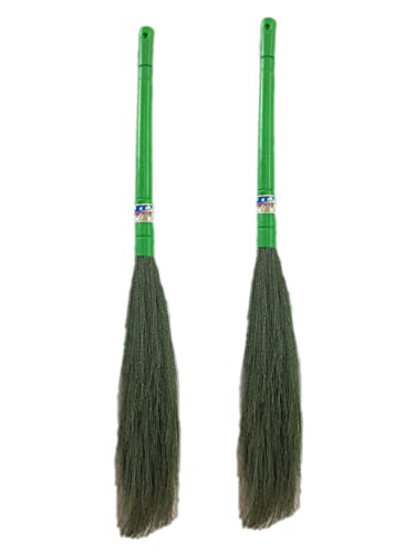 Image of Primeclean Plastic Floor Cleaner Broom Stick (Pack Of 2), Green
