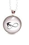 schmuck-stadt Schwalben Motiv Cabochon Kette Die Unendlichkeit 60 cm Silber-Farben Modeschmuck