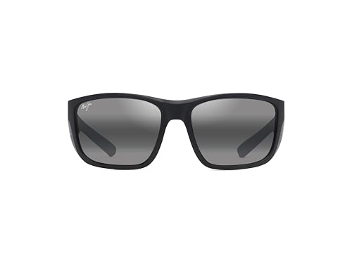 MAUI JIM Amberjack Gafas, Matte Black w/Black Rubber, 60 16 135 Unisex Adulto