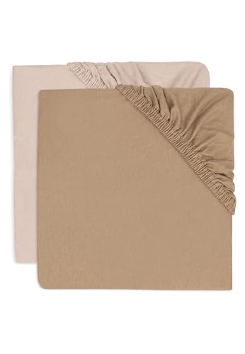 Jollein Lot de 2 draps-Housses en Jersey - pour Berceau - Rose Sauvage - Biscuit - 40/50 x 80/90 cm - 100% Coton - Certifié Oeko-TEX