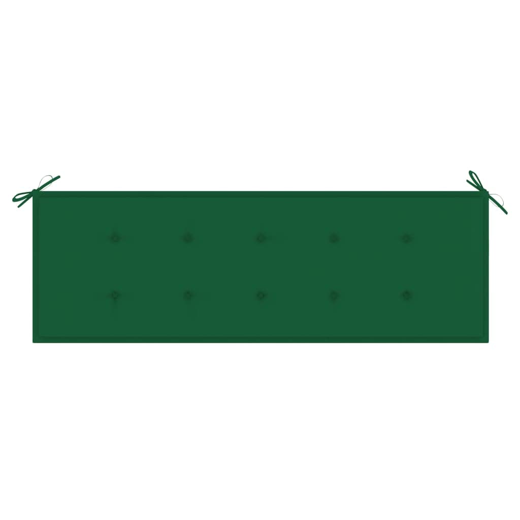 Banco de jardín apilable de 159 cm de madera maciza de teca con cojín acolchado de 3 cm, material robusto para uso en exteriores, aspecto de madera moderna, ahorra espacio para balcón, terraza