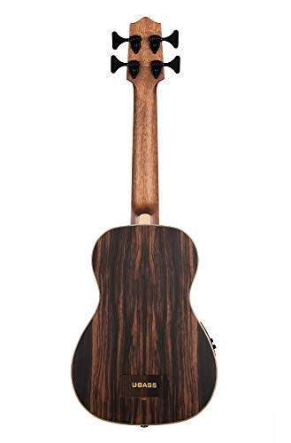KALA Ukulélé U-BASS en ébène rayé (UBASS-EBY-FS) Naturel - Les Beatles, Paul McCartney, John Lennon, RIngo Starr, George Harrison KALA Ukulélé U-BASS en ébène rayé (UBASS-EBY-FS) Naturel – Image 3