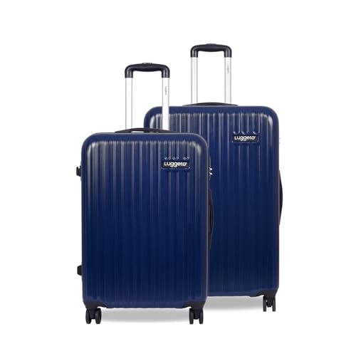 Image of Luggero - Classic Light-Weight & Durable Polycarbonate DEEP Blue Unisex Hard Luggage|Set of 2 (M+S)|8 Smooth Spinner TPV Wheels | Trolley Bag