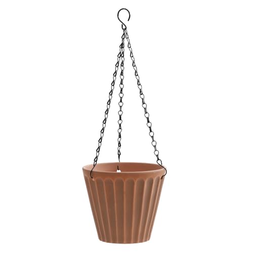 IOEDHW Hanging Terracotta Planters, Embossed Breathable Chain Bar Hanging Pot, Indoor Outdoor Terracotta Planter Pot with Drainage Holes and Chain for Garden Hanging Plants Planting