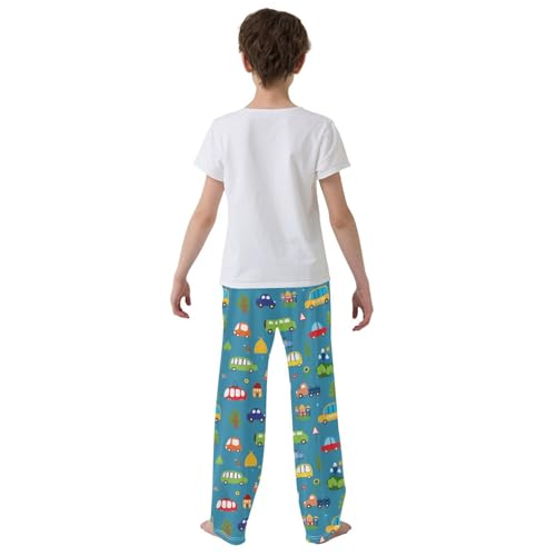 ZZXXB Cartoon Car Boys Long Pants Soft Trousers Elastic Waist Kids Lounge Bottoms with Pockets S-XL3