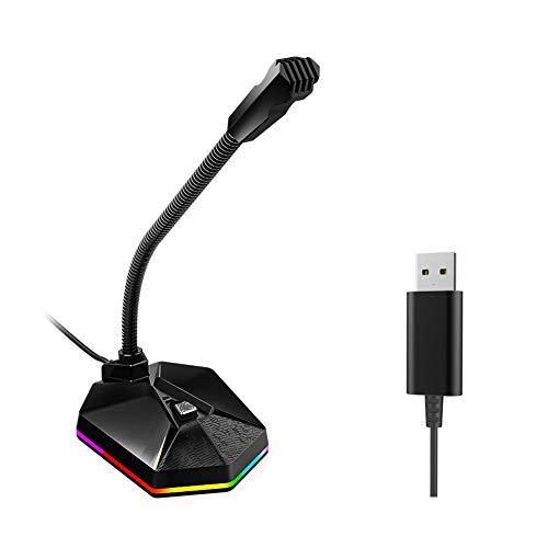 USB Computer Microphone,Granvela Desktop Plug&Play Omnidirectional Gooseneck PC/Laptop Microphone with Mute Button/LED Indicator for Gaming Broadcasting,Chatting,Facetime,Recording and Conference Call