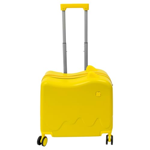 18”Kids Luggage, Kids Ride On Luggage with Spinner Wheels, Freestanding Kids Rolling Luggage with Password Lock, Kids Suitcase for Outings Riding And Rolling Short Trips and Airport Travel (Yellow)