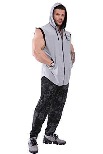 Men's Hooded Oversize Zippered Outdoor Vest, Sleeveless Workout Top T-Shirt3