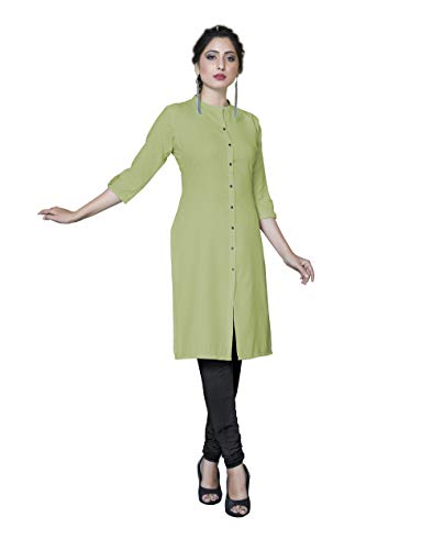 Image of Women's Cotton Straight Kurti (Light Green)