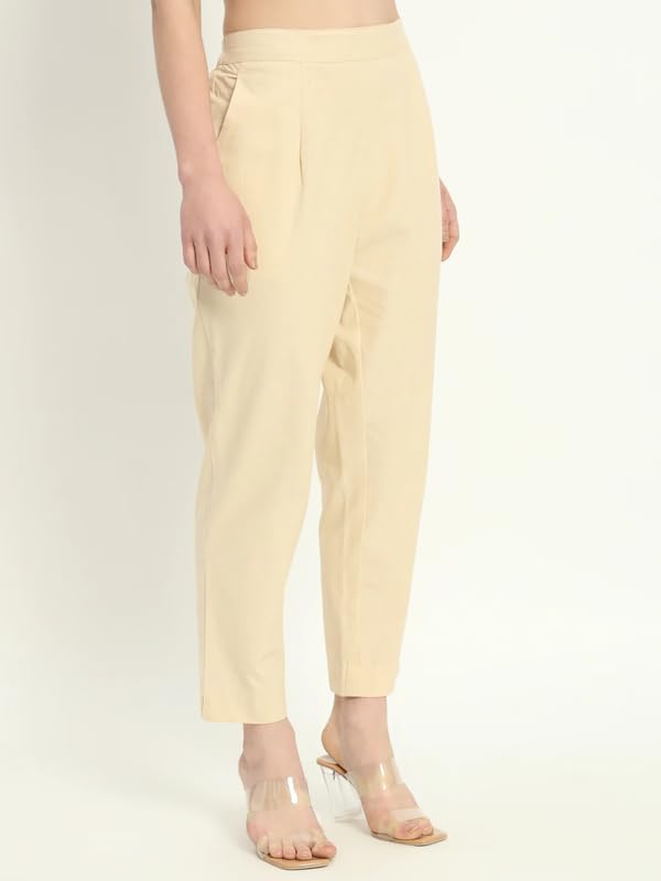 Image of Moirai Cotton Women Trouser Pants Regular Fit Casual Kurti Pants Daily Formal Office Use