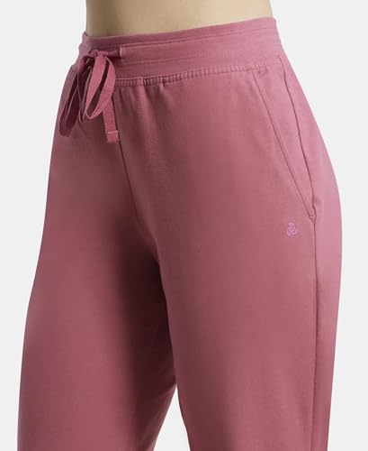 Image of Jockey 1302 Women's Super Combed Cotton Elastane Stretch Relaxed Fit Trackpants with Side Pockets