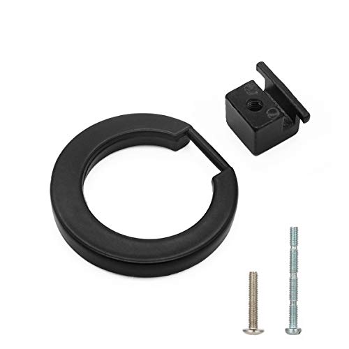 WEAVERBIRD Round Cabinet Knob Matte Black Ring Pull Handles Single Hole for Kitchen Drawer, 1.57\" Diameter- Pack of 10
