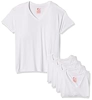 Hanes Men's 5-Pack ComfortBlend V-Neck T-Shirt with FreshIQ, White, Small