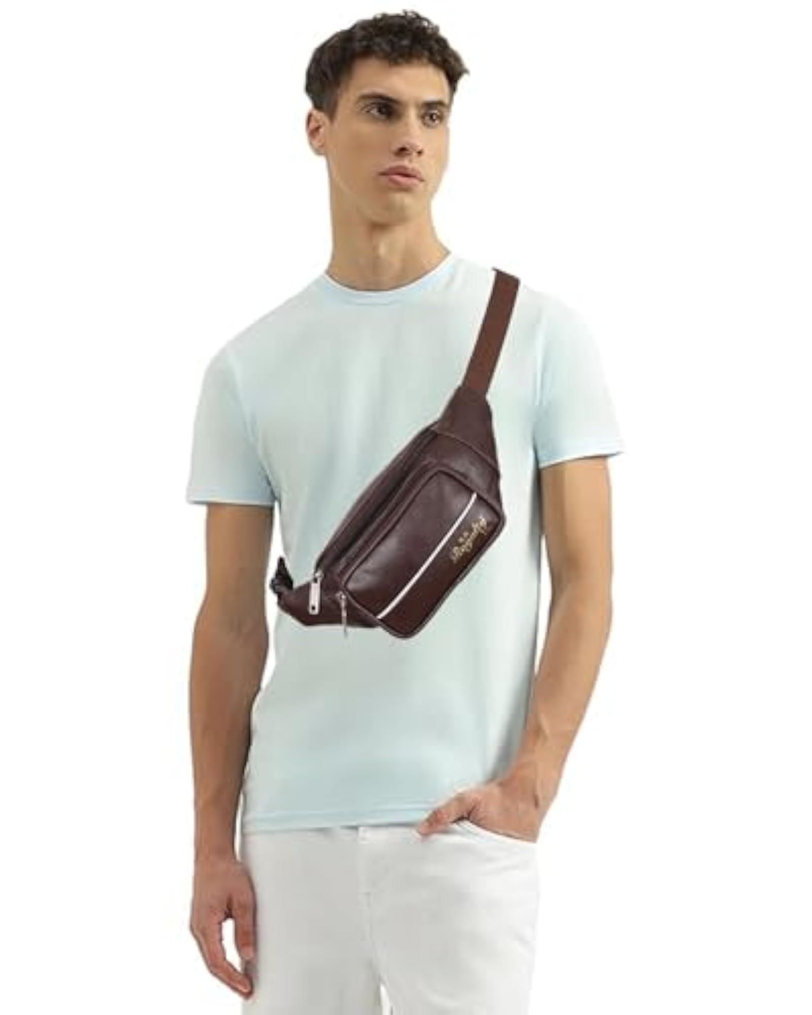 Premium Leather Crossbody Sling Bag, Brown