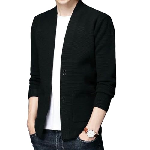 Cardigan en tricot homme coupe ajustée coréenne avec maille respirante printemps automne