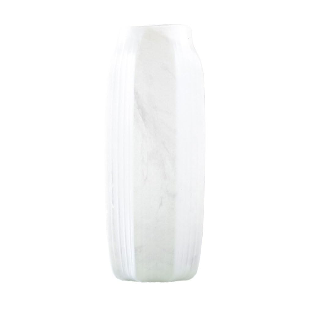 EINES White Glass Vase Simple Style Home Dining Table Desktop Flower Entrance Dried Arrangement Container(B)
