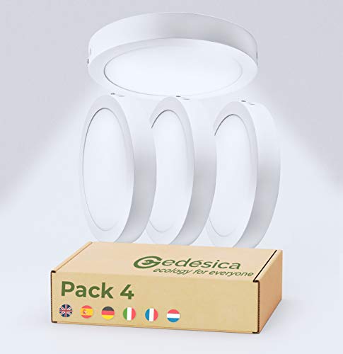 PACK X4, Lamparas de techo, Plafon Led techo, 20W 2000LM diámetro 205...