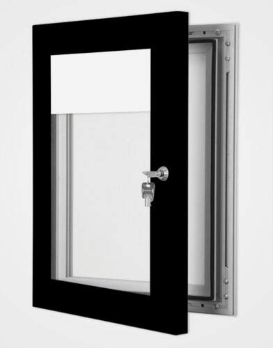 Menu Lightbox with Header, LED Illuminated,Lockable,Magnetic Promotional Display (Jet Black, 1 x A4)