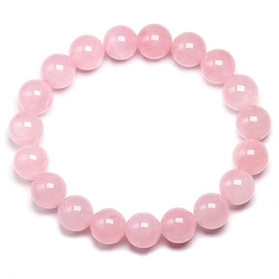 Bhaggyauday Natural Rose Quartz 8 mm Round Bead Bracelet for Men & Women | Polished Gemstone Stretch Bracelet | Crystal Bracelet for Love, Self Love and Relationship Harmony.-image-8