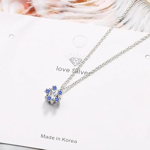 Collier bleu flocon de neige avec pendentif géométrique aux reflets éclatants - 2