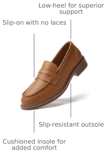Image of Penny Loafers for Women Non Slip Work Shoes for Women's Loafers & Slip-Ons Ladies Business Casual Shoes Driving Flats