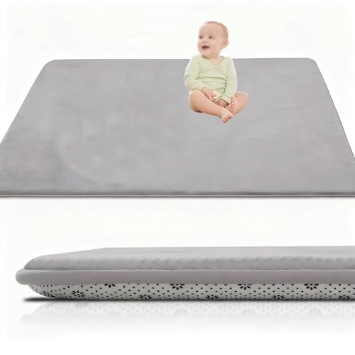 Alfombra Bebe Acolchada Plegable, Alfombra Bebe Antideslizante 60 x 100 cm Gris Plateado, Alfombra Bebe Gruesa Antideslizante, colchoneta para Gatear para Bebes, Colchoneta Bebe Suelo Habitacion