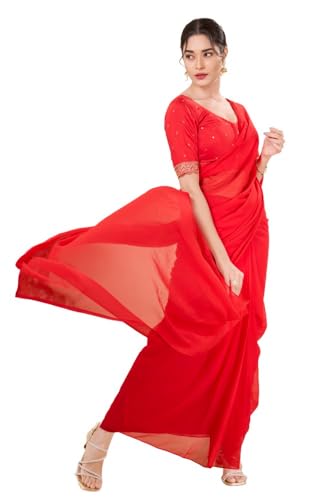 Image of Vamas Women's Art Silk Front Open Saree Blouse | Scallop Embroidered Sleeves & Yoke Designer Blouse | Stylish EthnicBlouse for Wedding & Festive Occasions