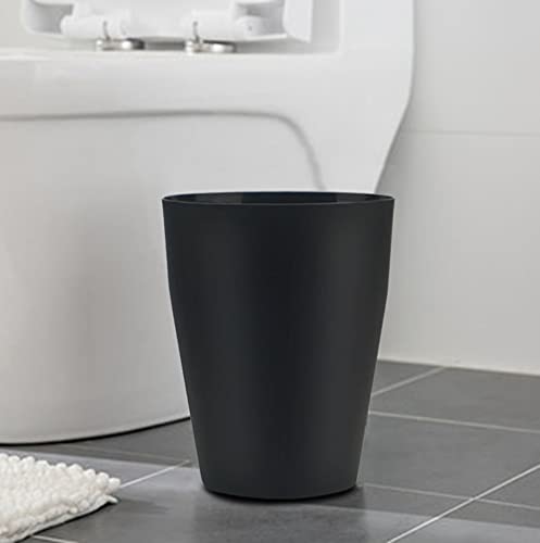 Image of Feisco Small Trash Can,Plastic Round Bathroom Wastebasket Garbage Can for Bathroom Bedroom Kitchen Office (Black, Pack of 1)