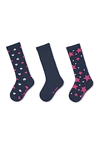 Sterntaler Mädchen Socken Kniestrümpfe 3er-pack Herzen, Blau...