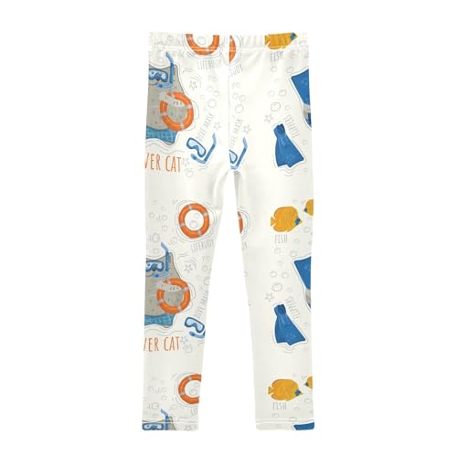 Girls Leggings Cat Diver Wearing Mask Toddler Girls Clothes Leggings for Girls Toddler Girls Leggings 3-4T2