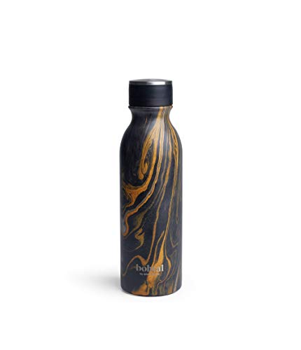 Smartshake Bohtal Double Insulated Marble Water Bottle – 600ml Stainless Steel Black Metal Water Bottle for Hot and Cold Drinks BPA-Free Black Drinks Bottle Thermal Vacuum Metal Drinking Flask