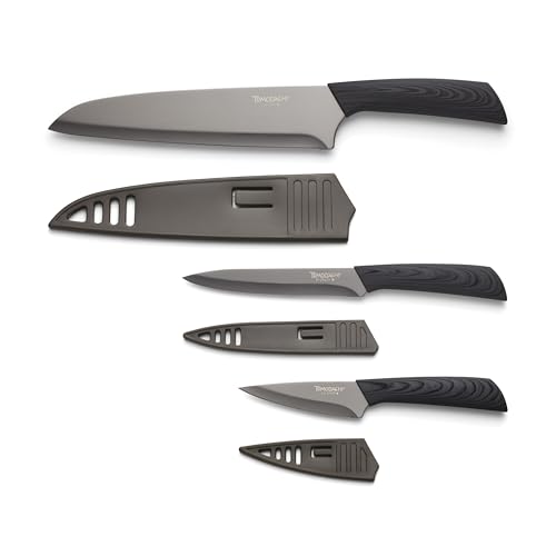 Hampton Forge Tomodachi HMC01A612C Raintree Ash – 3 Piece Knife Set with Matching Blade Guards by Hampton Forge - Used condition - US$13.01