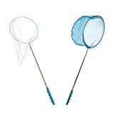 SATiNU 虫取り網 虫網 伸縮式 5段伸縮 子供 虫あみ 虫とり 虫取りあみ 昆虫採集 網 コンパクト 小さい 軽量 水陸両用 玩具 (Bホワイト+ライトブルー)