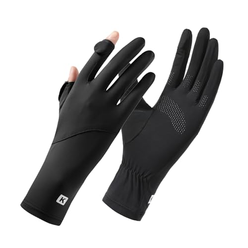 apaepr UV Protection Gloves for Women Full Finger Sun Gloves UPF 50+ Driving & Cycling Gloves Lightweight Touchscreen Breathable Non-Slip for Outdoor Activities (Jet Black One Size)