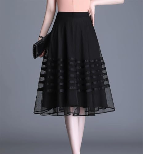 Women Elastic Waist Mesh Pleated Skirt High Waist Casual Korean Style Summer Casual Skirt2