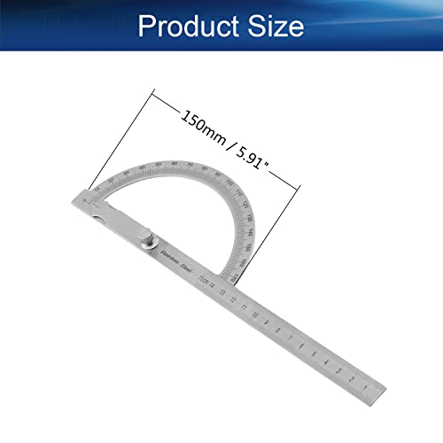 Transportador de ángulos de acero inoxidable 180° con brazo ajustable miniatura 2