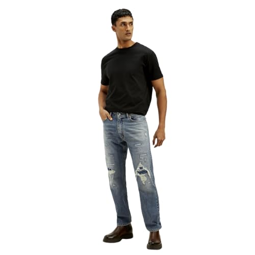 Image of Levi's Men's 555 Relaxed Straight Fit Blue Jeans