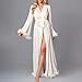 Yxzogd Ruffle Trim Robes for Women Long Sleeve Pajamas Belted Sheer Mesh Sexy Bathrobes Wedding Bride Robe Fashion Nightgown