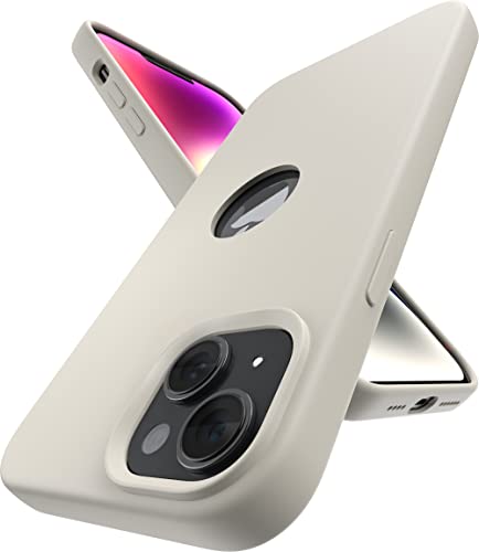 Image of Vaku Luxos Liquid Silicon Logo-Cut for iPhone 14 Plus Cover Case, Soft TPU, Shockproof, Scratch Resistant, 6 Feet Drop Protection, Compatible with iPhone 14 Plus Back Cover - Stone