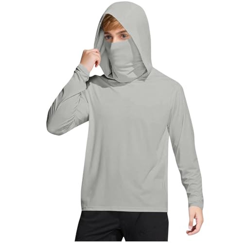 Boys&Girls Sun Protection Clothing Kids Hoodie with Face Mask Rash Guard UPF 50 + Long Sleeve Quick Dry Beach Swim Shirt
