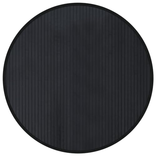 vidaXL Tapis Rond Noir 80 cm Bambou, Tapis de Salon, Tapis de Cuisine, Tapis Rond, Tapis de Chambre à Coucher, Tapis de Salle de Bain, Tapis en Bambou